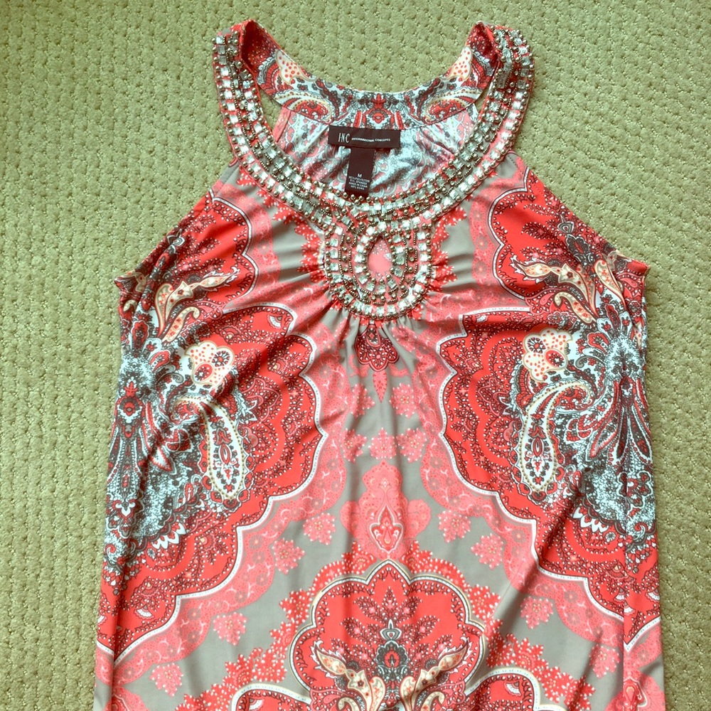 INC Jeweled Top sz M